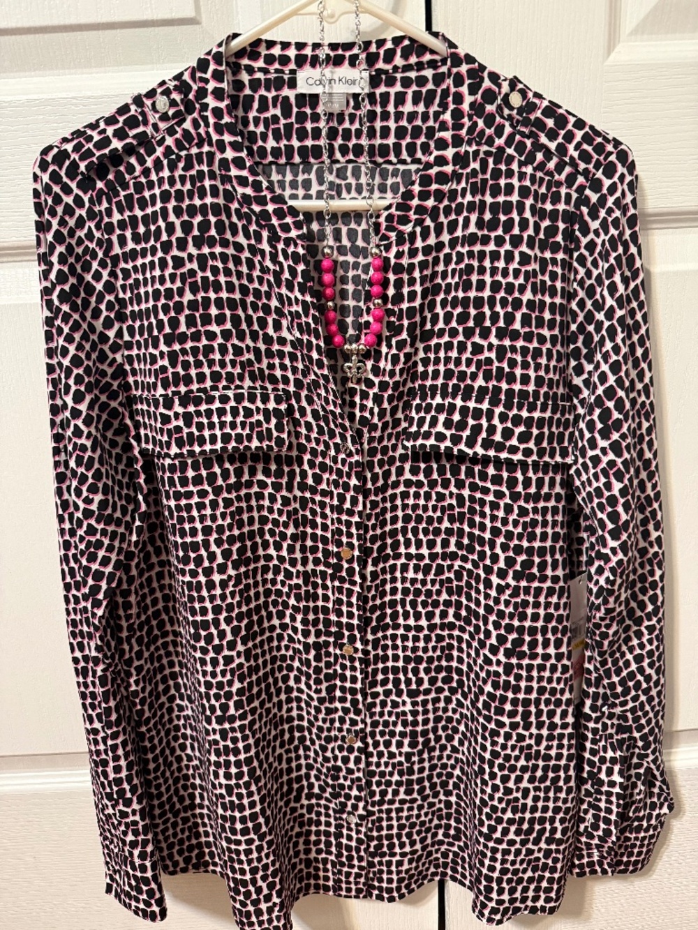 Women"s Calvin Klein Blouse(M) and Handmade Coordinating Necklace